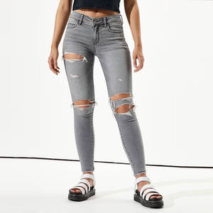 Nuevo Diseño, Jeans Desgastados de Invierno para Mujer, Corte Regular, Secado Rápido, Tela Cómoda y Transpirable, Precio Bajo, Venta al Por Mayor - Product Image 1