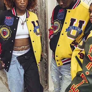 OEM personnalisé de haute qualité chenille broderie laine bombardier vestes de basket-ball collège vestes universitaires hommes col montant à capuche - Product Image 6