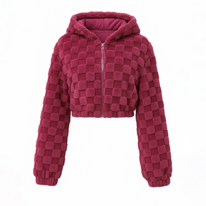 <span class=keywords><strong>Cappotto</strong></span> in pile con cappuccio con cerniera larga Plus Size per donna a manica lunga <span class=keywords><strong>fucsia</strong></span> Casual alla moda invernale Casual all'ingrosso - Product Image 4