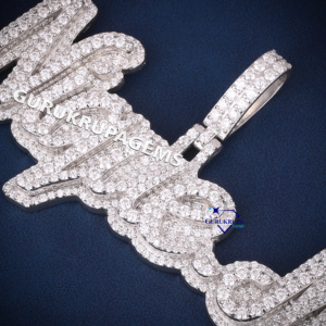 Elegante colgante de LETRA DE Hip Hop en plata de ley 925 con diamantes de moissanita de corte mejorado para ropa de fiesta para hombres - Product Image 5