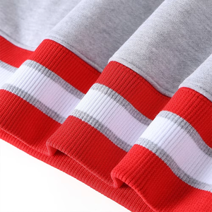 Sweat-shirt à col rond en polaire gris imprimé d'hiver, ourlet rayé blanc côtelé, non doublé, logo personnalisable sur le devant, séchage rapide pour femmes - Product Image 4