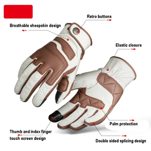 อุปกรณ์เสริมมอเตอร์ไซค์ถุงมือมอเตอร์ไบค์หนังสีน้ำตาลสำหรับผู้ชายมอเตอร์ครอสผู้หญิงสีเหลืองย้อนยุคระบายอากาศได้ดี makao innamai - Product Image 3