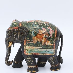 Elefante hecho a mano, figurita de madera negra, mesa ligera, decoración del hogar con función de instalación - Product Image 4