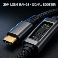 Tip-C Uzatma Kablosu 20M Sinyal Güçlendirici Örgülü USB C - USB C Gözetim Veri Kablosu