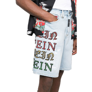 Low Moq Denim Fabricantes Alta calidad Custom Distressed Dark Half Oversized Jean Shorts Vintage Washed Baggy - Product Image 6