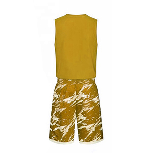 Custom Men's Basketball Jersey Set V-Neck Sleeveless Camouflage Print Quick Dry 100% Polyester Uniform - Product Image 2