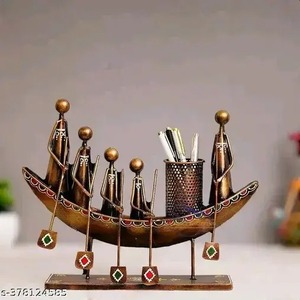 ปากกาตั้งโต๊ะรูปทรงเรือมีสไตล์ตกแต่งโต๊ะเครื่องประดับแบบใช้งานได้สำหรับโต๊ะทำงานของขวัญในบ้านโชว์ศิลปะเคลือบทอง - Product Image 1