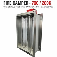 Clapet coupe-flamme 70C 280C en acier galvanisé, à commande manuelle ou motorisée, pour évacuation de fumée et régulation de volume, à passage direct