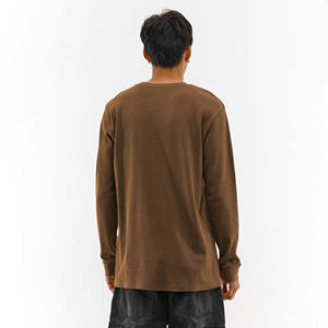 Camisetas Térmicas de Manga Larga para Hombre, Tejido Waffle Grueso, Logotipo Personalizado, 100% Algodón, Ropa Cómoda - Product Image 3