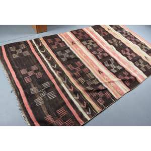 Alfombra étnica clásica de lana marrón de 5,2x9 pies, alfombra turca Rectangular con respaldo de látex para sala de estar, pasillo, patrón de retazos - Product Image 2