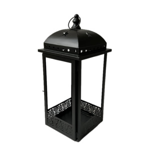 European Style <b>Black</b> Wood Candle Holder with Silver Finish Star Cutout Popular Home Decor <b>Lantern</b> for Christmas & Weddings - Product Image 1