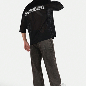 Camiseta de Malla Retro de Marca de Moda, 100% Algodón, Manga Corta, Estilo Universitario, Holgada, Informal, Tipo Rugby con Diseño Estampado - Product Image 4