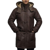 Blouson aviateur classique en peau de mouton respirant pour hommes à capuche vêtements d'extérieur en cuir épais vestes d'hiver froides de haute qualité