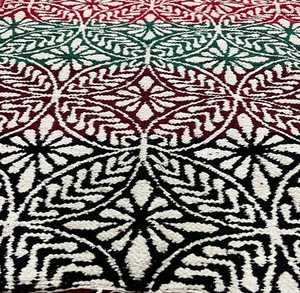 Hand Tufted <b>Black</b> Red & Green Wool <b>Rug</b> Floral Leaf Lattice Modern Boho Area Carpet - Product Image 2