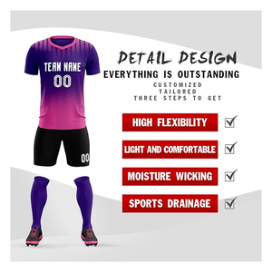 Uniformes de Fútbol Personalizados Unisex, 100% Poliéster, Impresión por Sublimación Completa, Servicio OEM con Logotipo y Nombre, Estilo Conjunto de Entrenamiento - Product Image 2