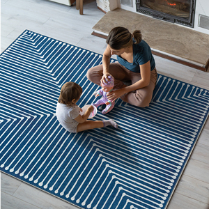 Alfombra Adiva Jacquard Tejida a Máquina, Estilo Liso, Diseño Geométrico, Pelo Corto, Lavable, Base de Algodón, Antideslizante, Poliéster para el Hogar - Product Image 1