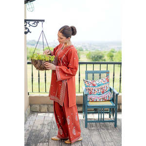 Ensemble femme URGE-2Piece, chemise et pantalon brodés en tissu lawn - BIC-244 - Product Image 6