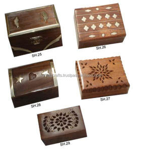 Boîte à bijoux en bois faite à la main de l'Inde à vendre boîte de montre en bois boîte-cadeau en bois en vrac en gros - Product Image 1