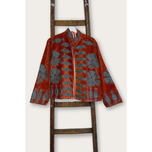 Chaqueta Coral Suzani para Mujer, Reversible, Bordada con Flores, Estilo Bomber de Cuero Acolchado, Estilo Boho, Logotipo Personalizado para Otoño y Primavera - Product Image 1