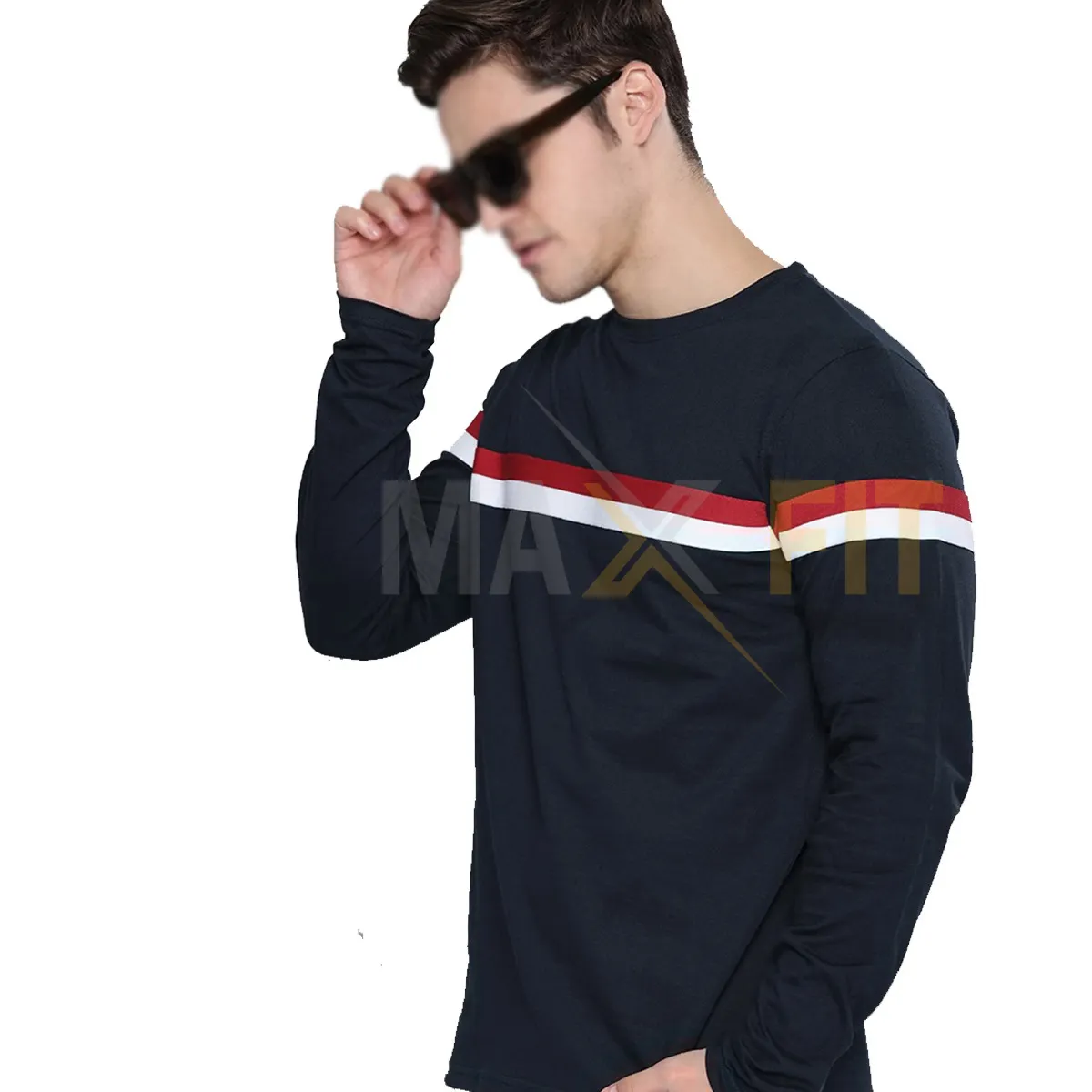 Marineblauw En Rood Gestreept Katoenen T-Shirt Groothandel Beste Kwaliteit Op Maat Gemaakt Topontwerp Nieuw Ontwerp Heren T-Shirts