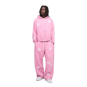 Survêtements de jogging chauds d'hiver, logo personnalisé, couleur rose, marque privée, survêtements de haute qualité, matériaux en coton, survêtements en molleton - Product Image 1