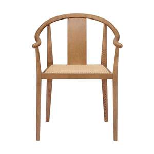 Chaise de salle à manger moderne en bois massif avec rotin et teck pour la maison, le bureau et l'extérieur - Product Image 5