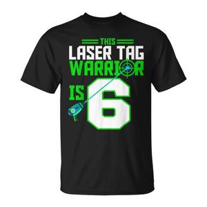 Camiseta de cumpleaños Laser Tag Warrior Is 6 para niños, unisex, manga corta, cuello redondo, impresión digital, ropa deportiva para juegos - Product Image 1