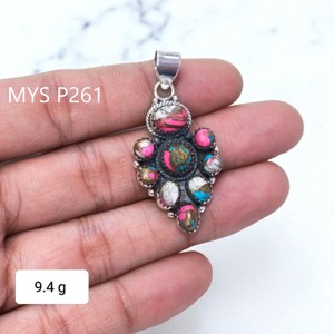 Colgantes Finos de Plata de Ley 925 con Turquesa Natural de Algodón de Azúcar, Joyería de Alta Pulido - Product Image 1