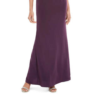 Abito da donna Adrianna Papell in raso viola scuro, modello blouson con scollo a cappuccio, vestito a tubino comodo con paillettes all'uncinetto, lunghezza al pavimento - Product Image 3