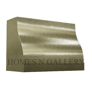 Campana extractora de acero inoxidable dorada, diseño personalizado, superventas, para instalar bajo el gabinete, con acabado antiguo personalizado, tiras y remaches - Product Image 4