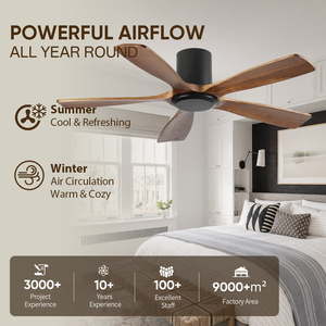 Ventilateur de plafond encastré de 60 pouces sans lumière, en bois massif, avec télécommande, moteur DC silencieux, en stock aux États-Unis - Product Image 2
