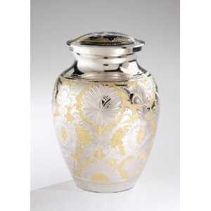 Urne de crémation humaine adulte en laiton et métal gravé argent et or vente chaude souvenir commémoratif pour cendres fournitures funéraires - Product Image 2