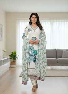 Conjunto de Kurti Tradicional de Seda Muselina para Mujer de la India y Pakistán, Colección de Alta Calidad en Existencia - Product Image 2