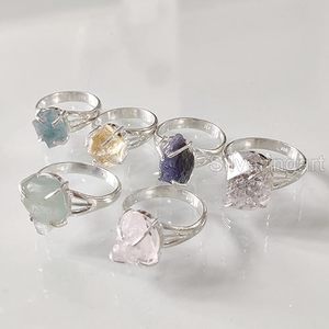 Bague pour femme en pierre brute, améthyste naturelle, labradorite, citrine, grenat, bijoux fantaisie, bague en argent sterling 925 - Product Image 2