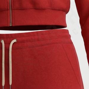 Mode d'hiver, survêtement à jambes évasées à manches longues, haut court à capuche pour femmes, logo personnalisé imprimé, 100% coton molletonné, couleur personnalisée - Product Image 5