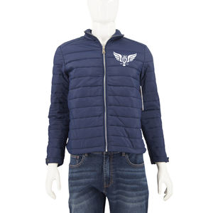 Veste matelassée légère bleu marine pour homme, veste d'hiver zippée avec col montant, vêtement d'extérieur décontracté et chaud - Product Image 2