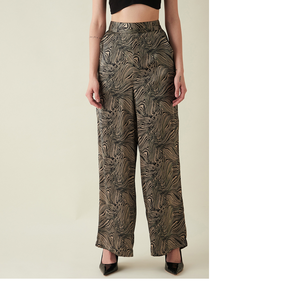 กางเกงขาตรงพิมพ์ลายผ้าซาตินสำหรับผู้หญิงเหมาะสำหรับลูกค้าบูติกและผู้ค้าปลีกเสื้อผ้าตามสั่ง - Product Image 1