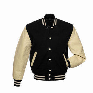 Veste pour homme résistante au vent avec logo personnalisé de haute qualité avec manches en cuir Conception personnalisée OEM/ODM - Product Image 1