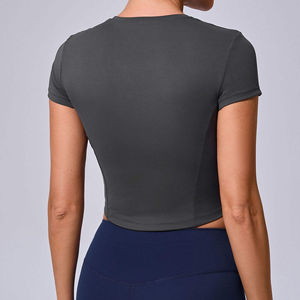 T-shirt de sport unisexe mignon d'été à col rond en jersey sans couture, vêtement de fitness à manches courtes, coupe régulière, tenue de sport active pour la gym - Product Image 4