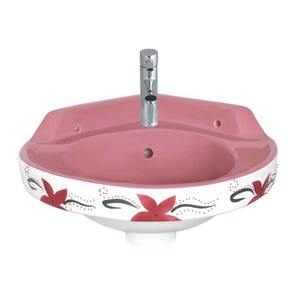 Design minimaliste Montage au-dessus du comptoir Lavabo simple en céramique Lavabos de salle de bain en porcelaine magenta - Product Image 1