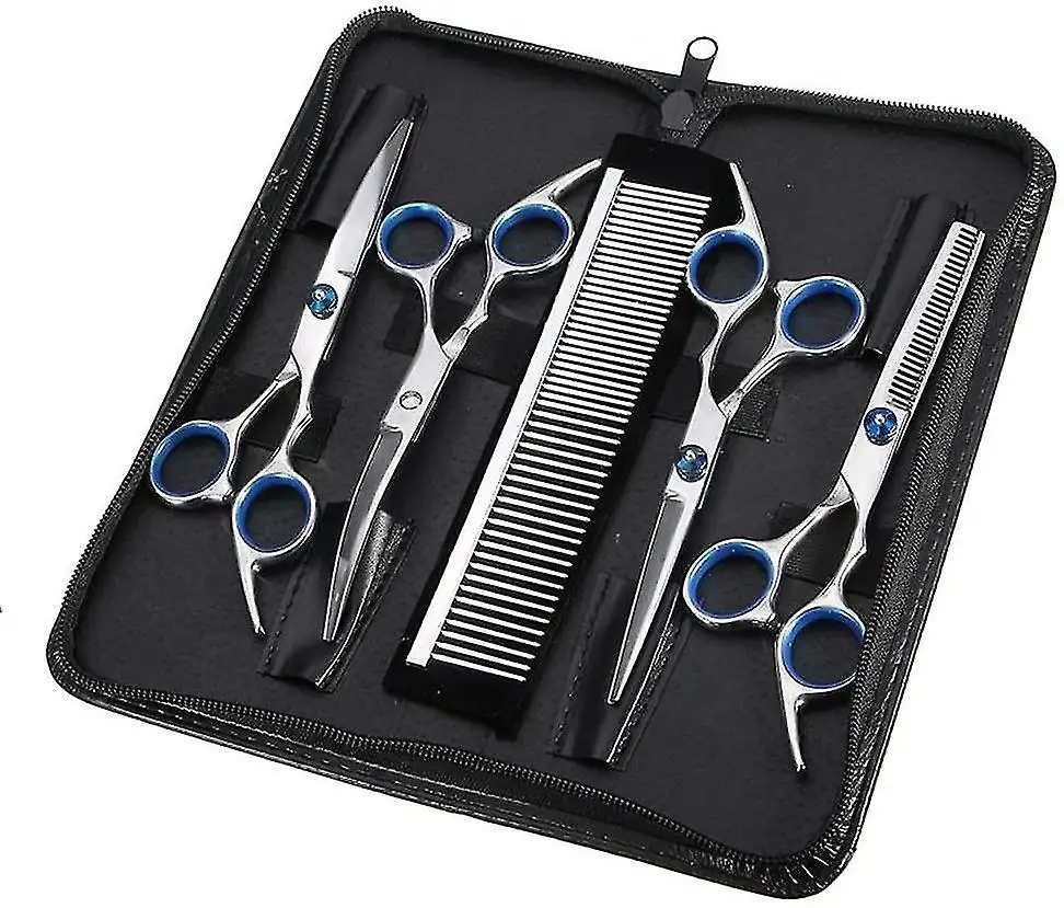 Pet Grooming Scissors Set Professional Pet Trimer Kmit Stainless Professional Dog Grooming Scissors Set With Safety Tips