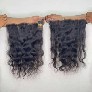Natural rizado ondulado HD 5x5 13x6 frontal virgen cutícula alineada crudo indio templo extensiones de cabello humano encaje transparente Frontal - Product Image 1