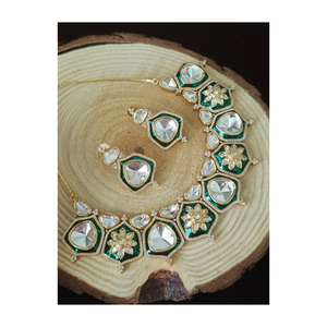 Conjunto de joyería nupcial Kundan para mujer, excelente para boda, fiesta, compromiso, venta directa al por mayor, latón principal, precio bajo, ropa India - Product Image 1