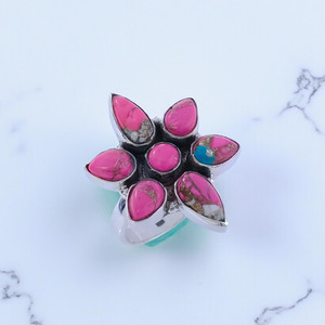 แหวนเงินแท้ 925 ประดับพลอยสีฟ้าอมเขียวแบบคอตตอนแคนดี้ ราคาขายส่งจำนวนมาก - Product Image 2