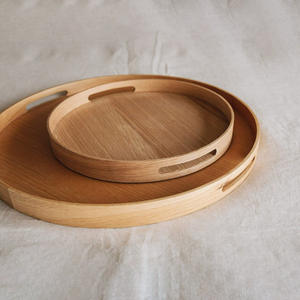 Best quality wooden <b>trays</b> wholesale price wood coffee & tea <b>drink</b> serving round wood <b>tray</b> OEM accept - Product Image 2