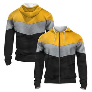 Otoño Invierno 3D impreso cremallera Sudadera con capucha para hombres Retro Street Sport estilo exquisitos colores contrastantes más 100% algodón polar - Product Image 6