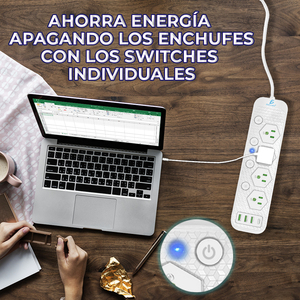 Multipresa Intelligente Universale con 4 Prese, 3 USB e 1 Porta Type-C per Ricarica Rapida e Sicura, Cavo di Prolunga da 5m - Product Image 6