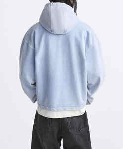 Sweat à capuche pour hommes personnalisé sweats à capuche en coton éponge lourd haft fermeture éclair lavage à l'acide vintage hommes sweats à capuche - Product Image 5