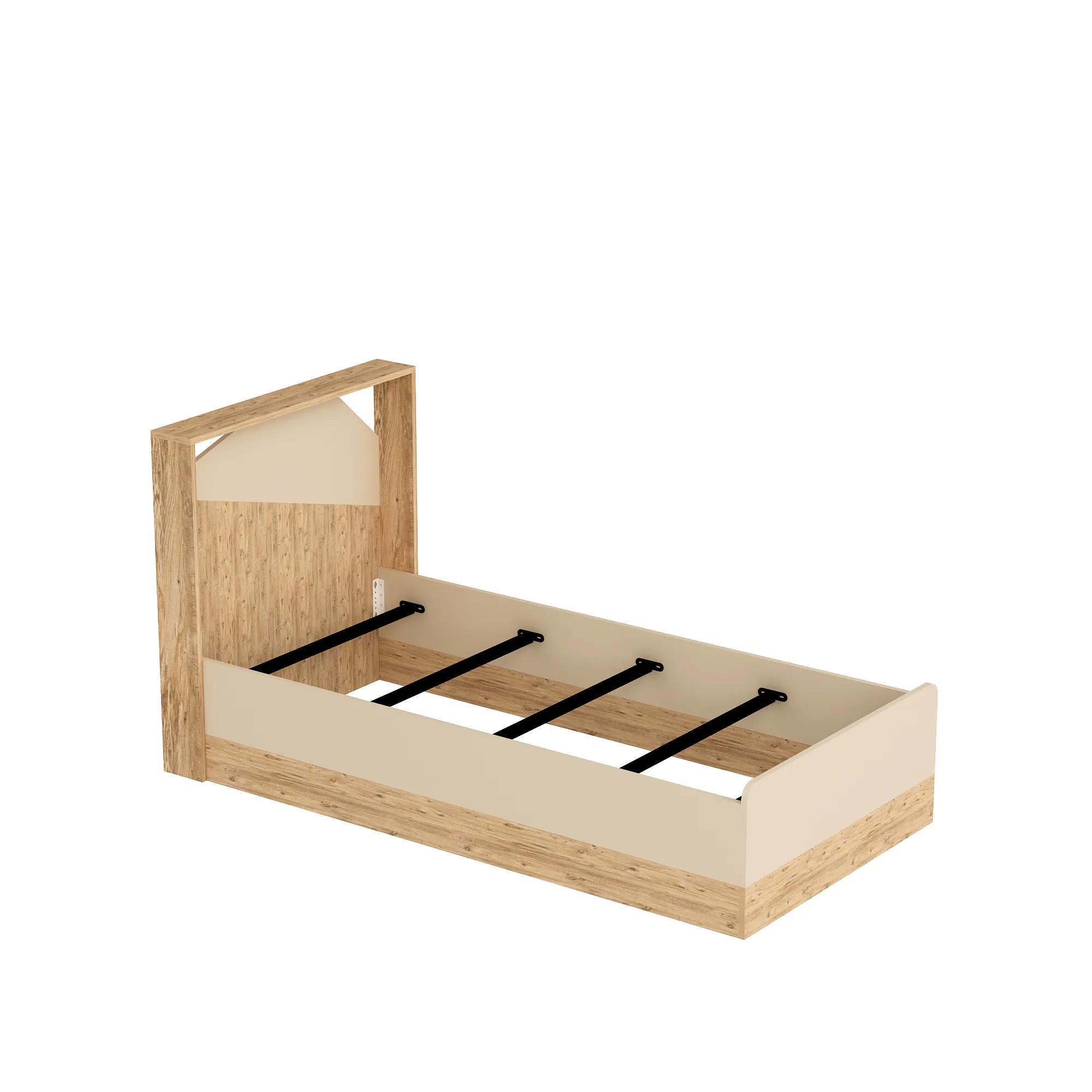 Zeno Bedstead Bedstead Frame Met Hoofdeinde-Atlantische Grenen & Beige Houten Bedbodem