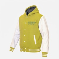 Blouson Bomber Bicolore Vert Citron et Blanc avec Capuche, Logo Personnalisé, Boutons Pression, Style Décontracté Streetwear – Fabrication Professionnelle